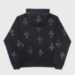 BLACK×PURPLE RHINESTONE CROSS ZIP HOODIE -BLACK- WALKIN STORE