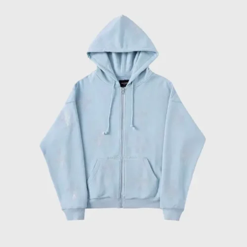 Unknown London Baby Blue Rhinestone Cross Hoodie