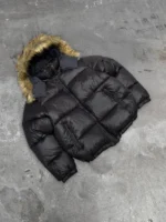 Unknown London Black Fur Hood Puffer h