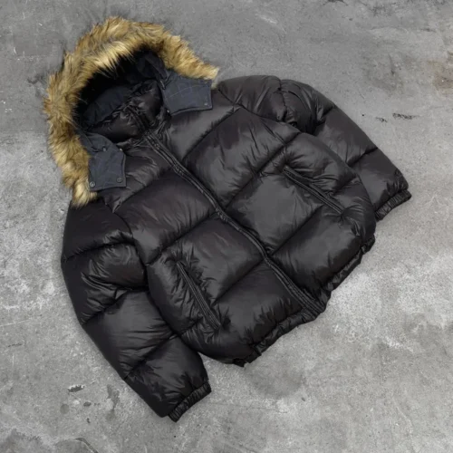Unknown London Black Fur Hood Puffer h