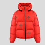 Unknown London Cross Rhinestone Puffer Jacket
