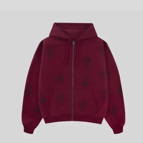 Unknown London Dark Red Rhinestone Hoodie