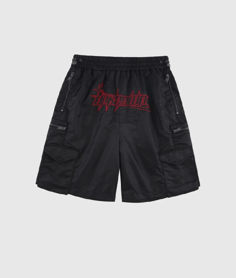 Unknown London Embroidered Nylon Shorts Black Unknown London Embroidered Nylon Shorts Black