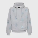 Unknown London Grey Rhinestone Hoodie