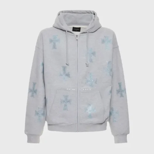 Unknown London Grey Rhinestone Hoodie