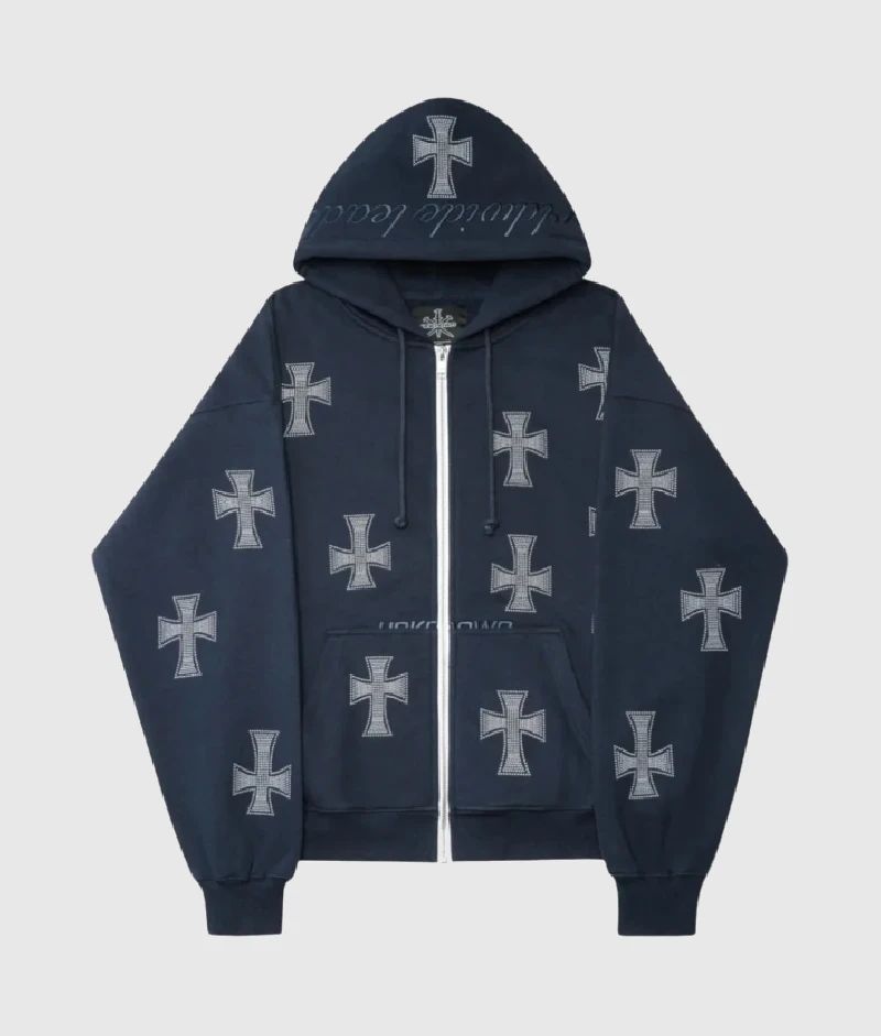 Unknown London Rhinestone Hoodie Nav Unknown London Rhinestone Hoodie Nav