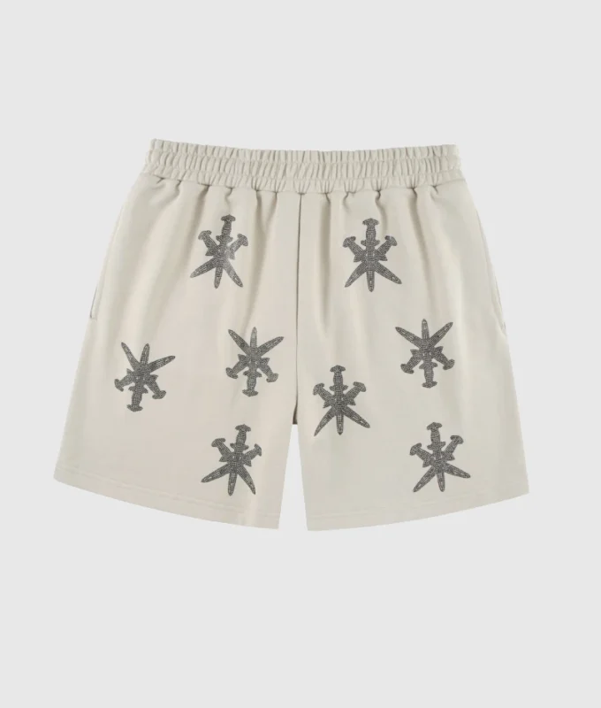 Unknown London Rhinestone Shorts Sand