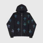 Unknown Stonewashed Rhinestone Hoodie Black