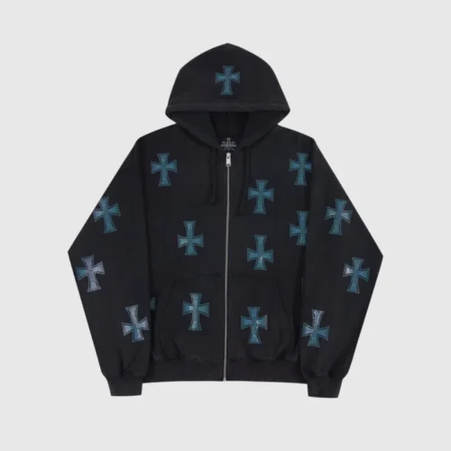 Unknown Stonewashed Rhinestone Hoodie Black